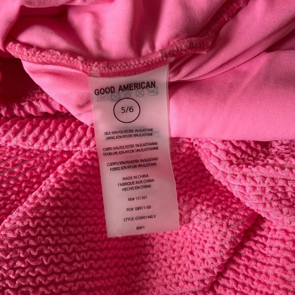 New Good American Plus Size Swimsuit Women  2XL Pink Textured V-Neck One Piece - Picture 6 of 8